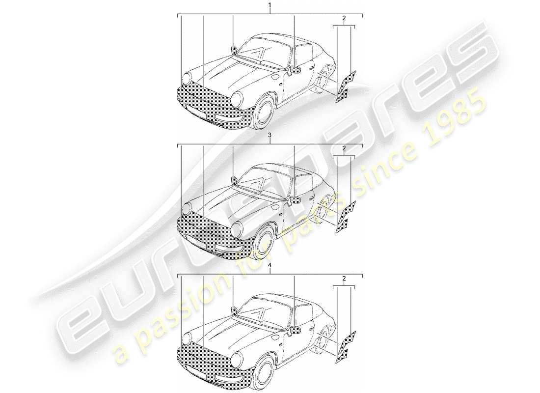 un diagrama de piezas del catálogo de piezas porsche 1976 (accessories)