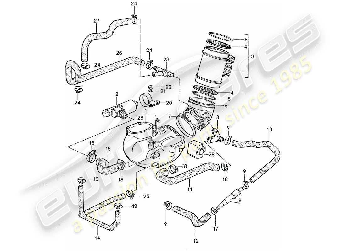 un diagrama de piezas del catálogo de piezas porsche 1991 (928)