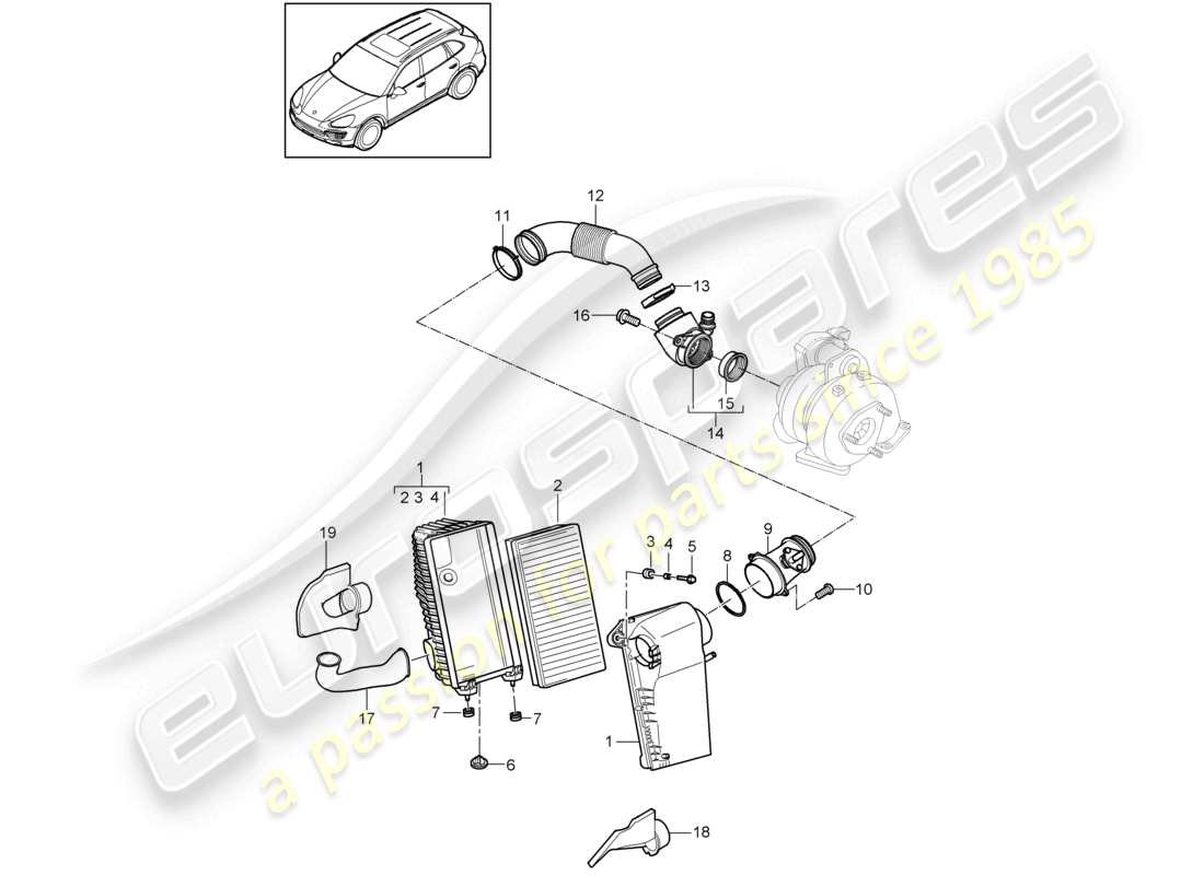 un diagrama de piezas del catálogo de piezas porsche 2011 (cayenne e2 92a)