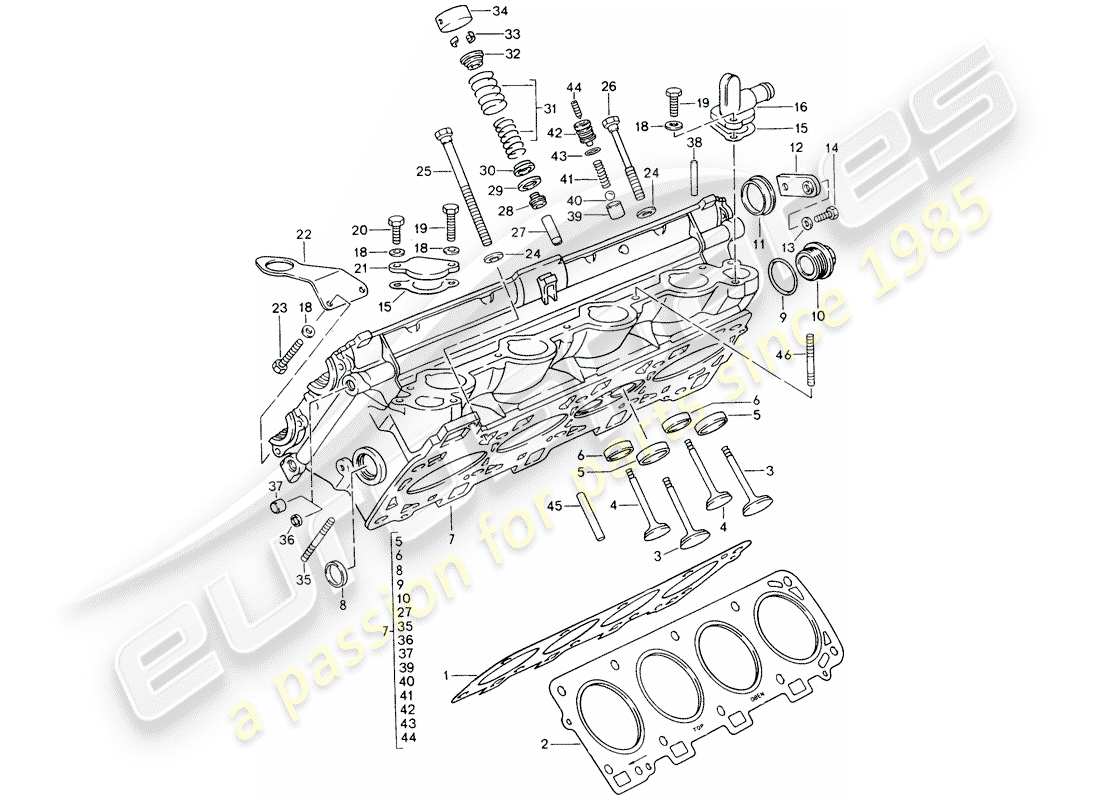 un diagrama de piezas del catálogo de piezas porsche 1992 (928)