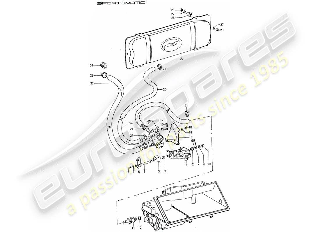 un diagrama de piezas del catálogo de piezas porsche 1975 (911)