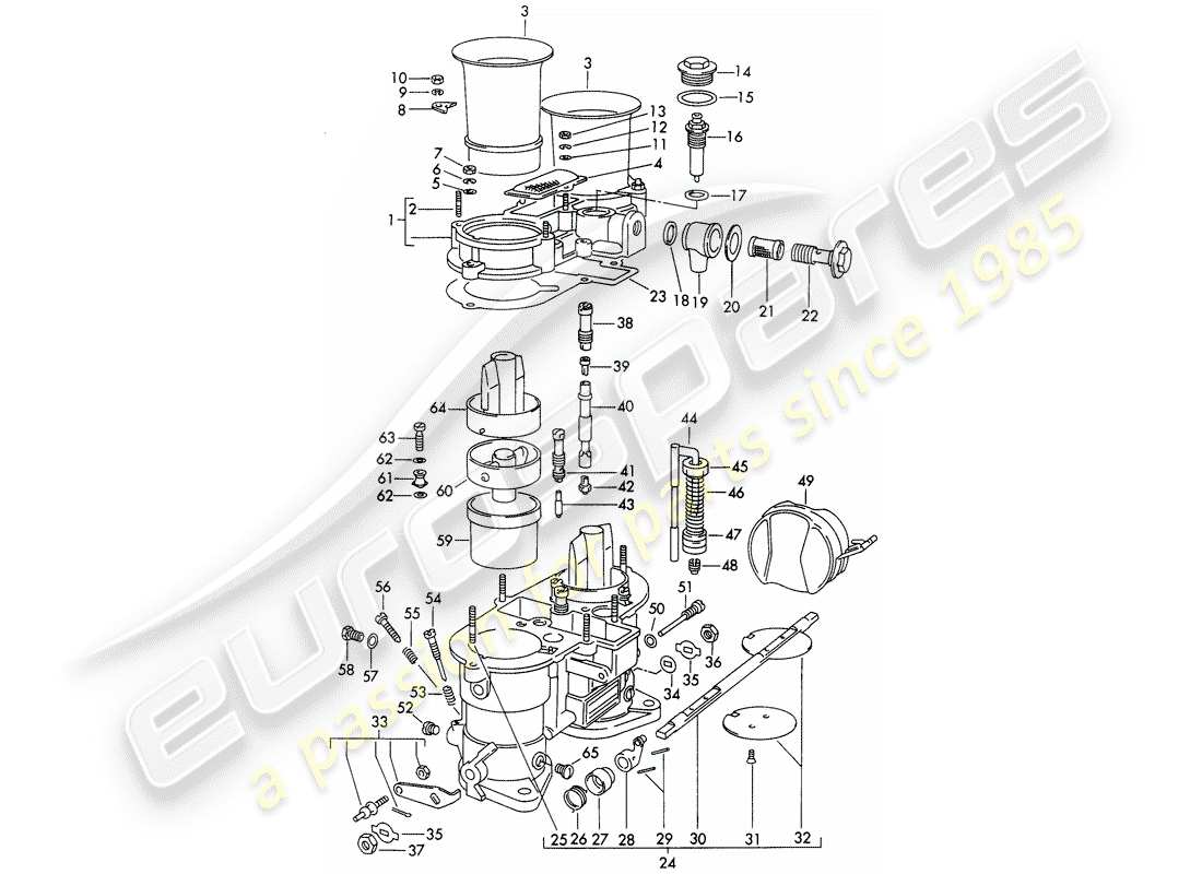 un diagrama de piezas del catálogo de piezas porsche 1964 (356b/356c)