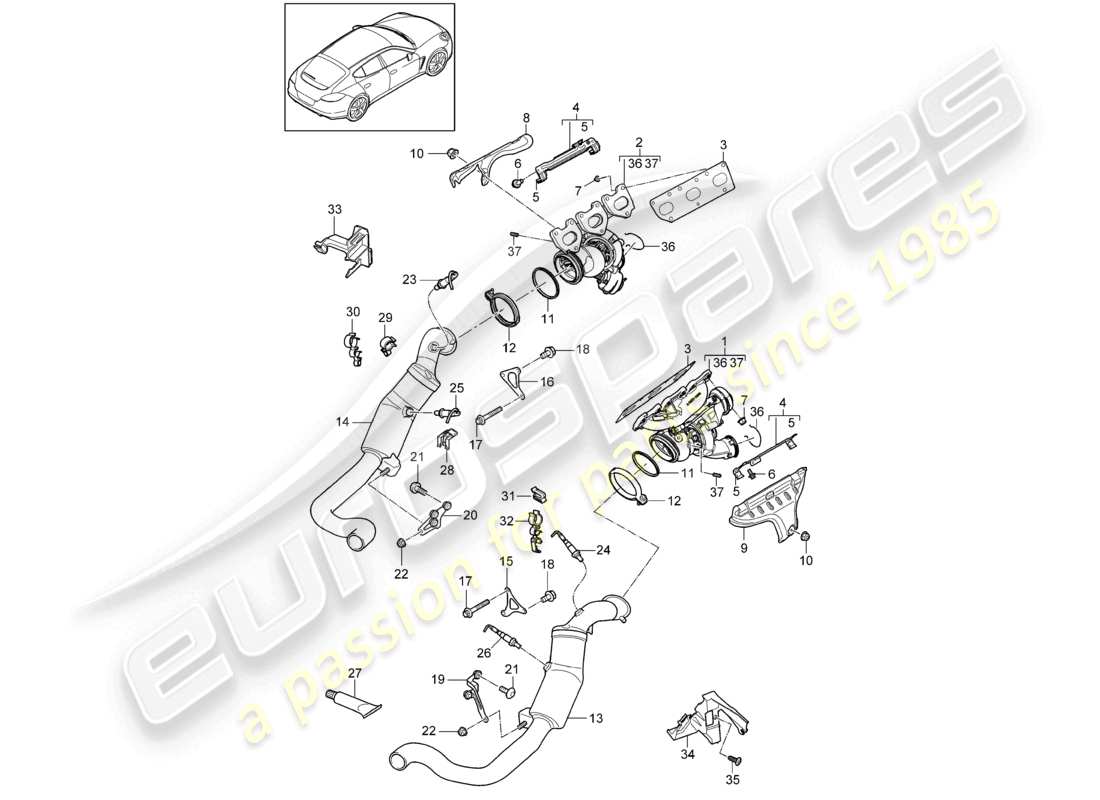 un diagrama de piezas del catálogo de piezas porsche 2012 (panamera 970)