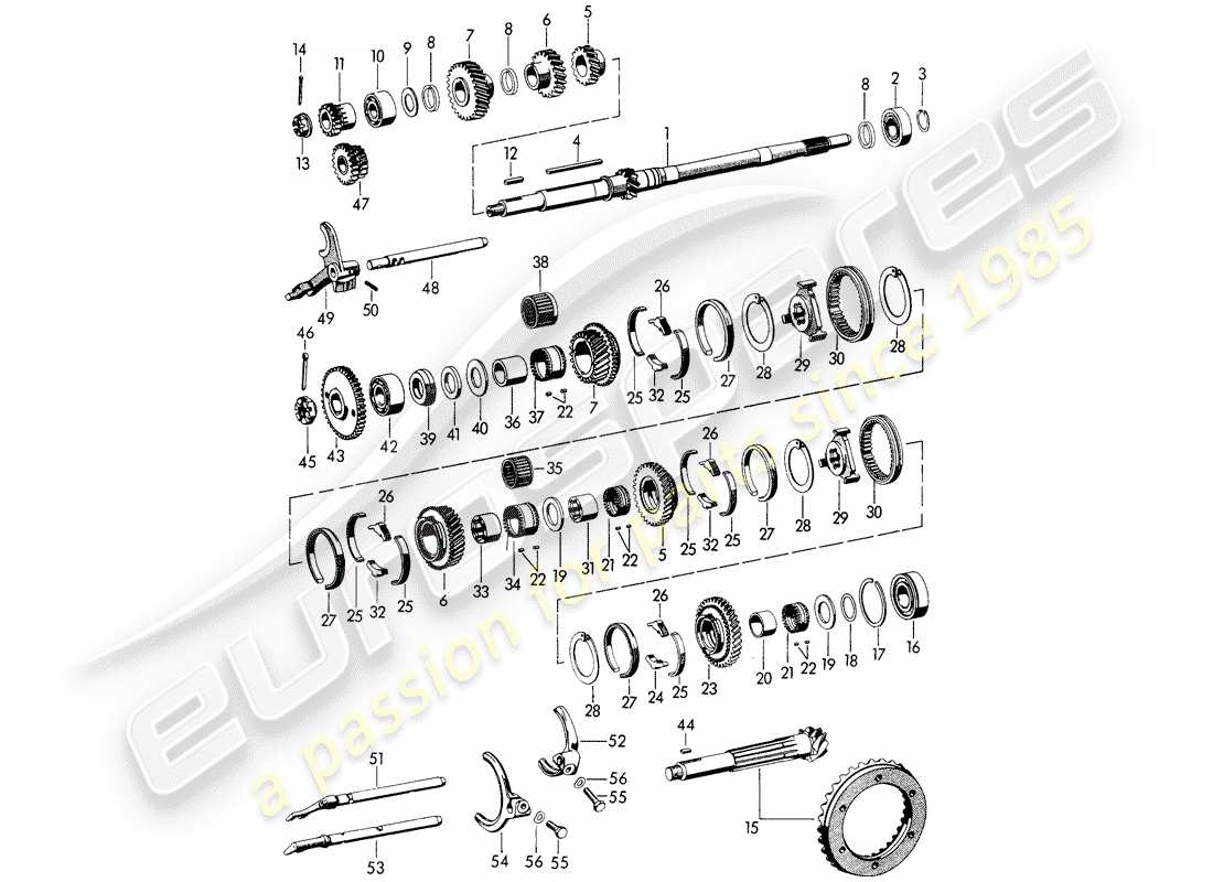 un diagrama de piezas del catálogo de piezas porsche 1965 (356b/356c)