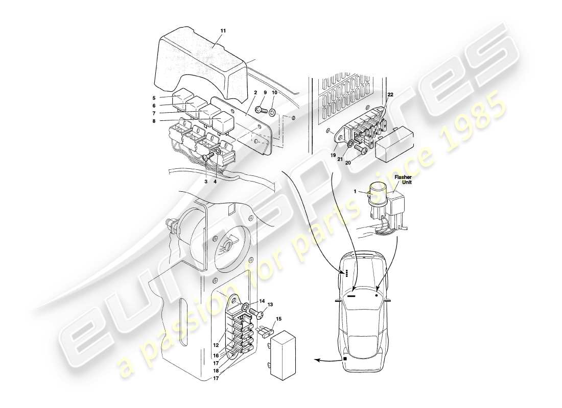 un diagrama de piezas del catálogo de piezas aston martin v8 coupe (2000)