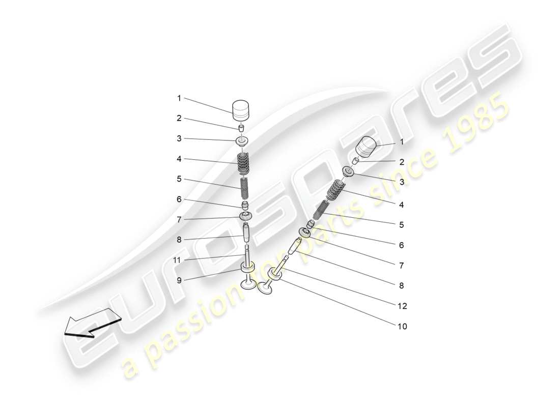 maserati granturismo s (2017) diagrama de piezas de válvulas