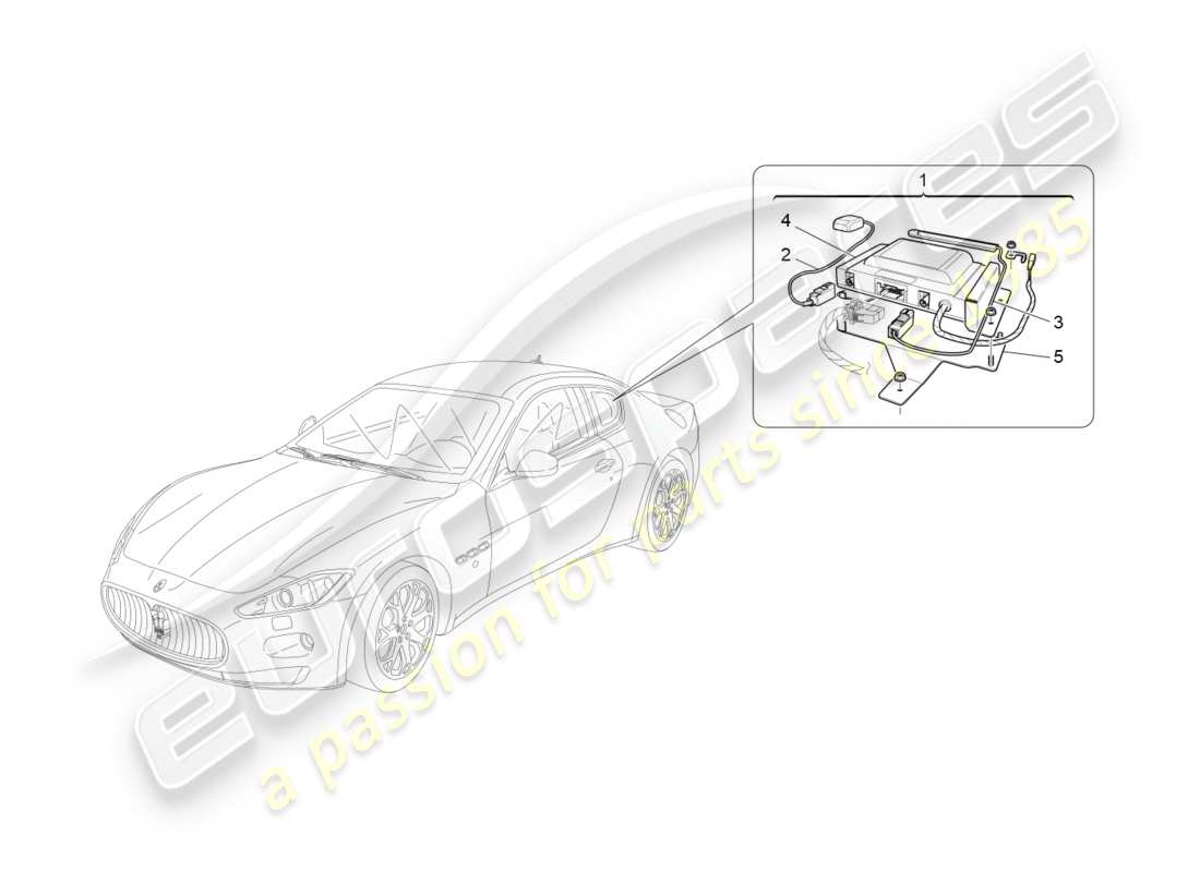 maserati granturismo (2015) diagrama de piezas del sistema de alarma e inmovilizador