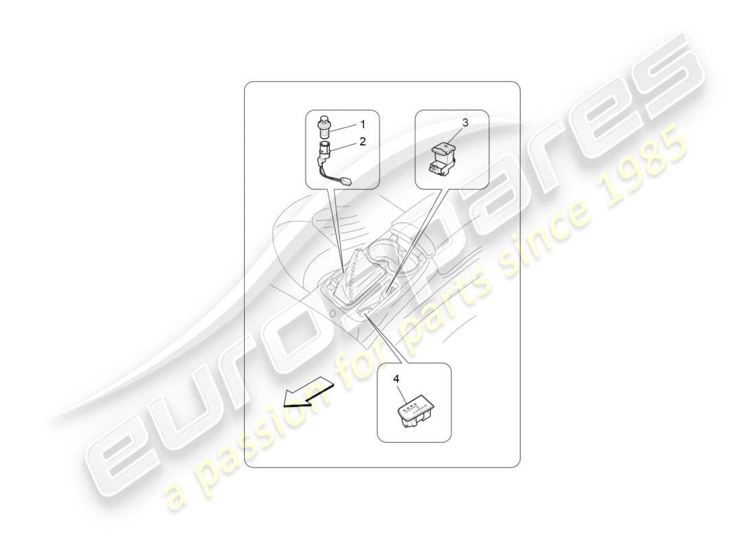 maserati granturismo s (2017) diagrama de piezas de los dispositivos de la consola central