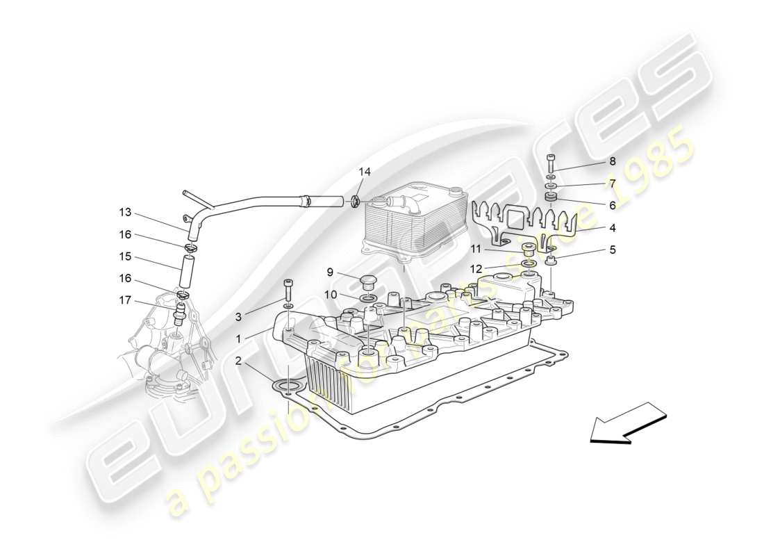 maserati granturismo s (2013) diagrama de piezas del intercambiador de calor