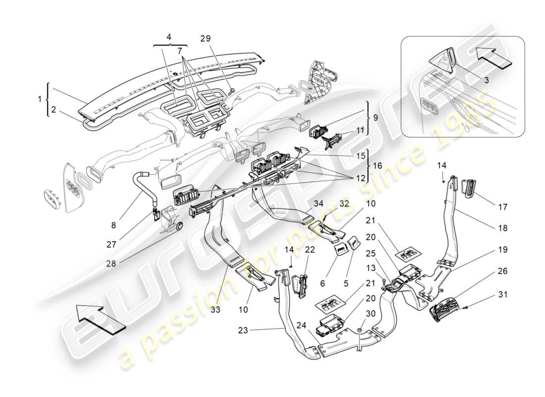 maserati qtp 3.0 tds v6 275hp (2015) unidad de a/c: difusión diagrama de piezas