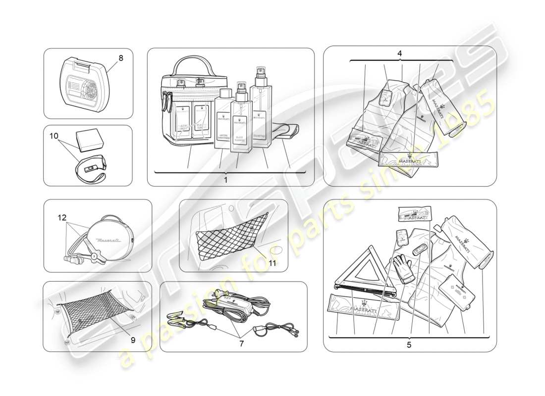 maserati granturismo s (2013) diagrama de piezas de accesorios posventa