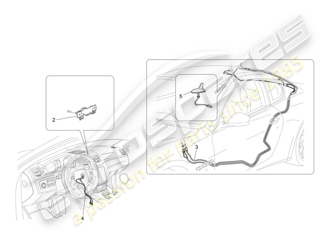 maserati granturismo s (2018) diagrama de piezas del sistema de recepción y conexión