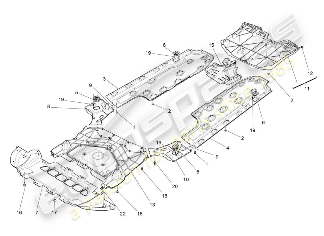 maserati qtp 3.0 bt v6 410hp (2014) diagrama de piezas de protectores de bajos y pisos