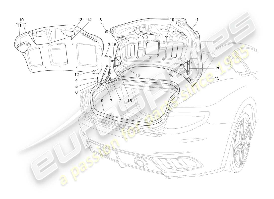 maserati qtp 3.0 tds v6 275hp (2015) diagrama de piezas de la tapa trasera