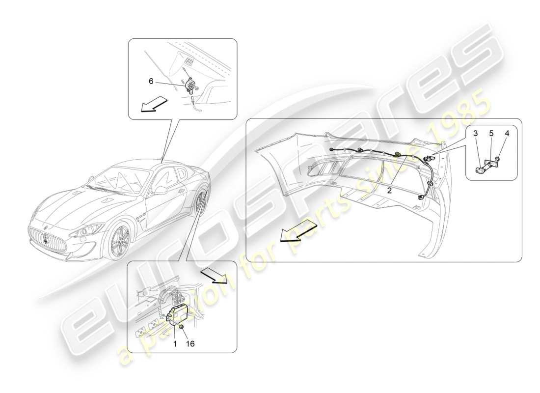maserati qtp 3.0 tds v6 275hp (2015) diagrama de piezas de los sensores de estacionamiento