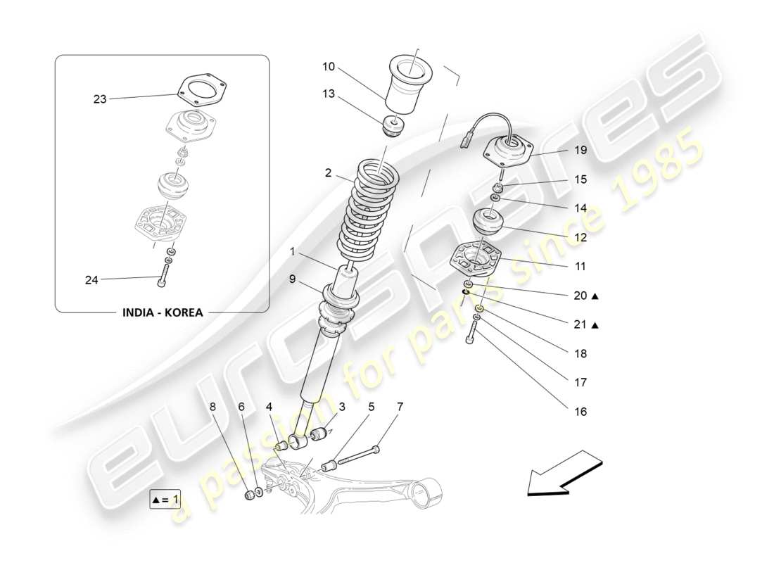 maserati granturismo (2010) diagrama de piezas de los dispositivos amortiguadores delanteros