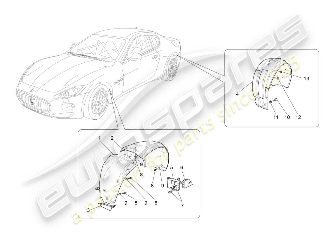 maserati granturismo s (2017) diagrama de piezas de la timonera y las tapas