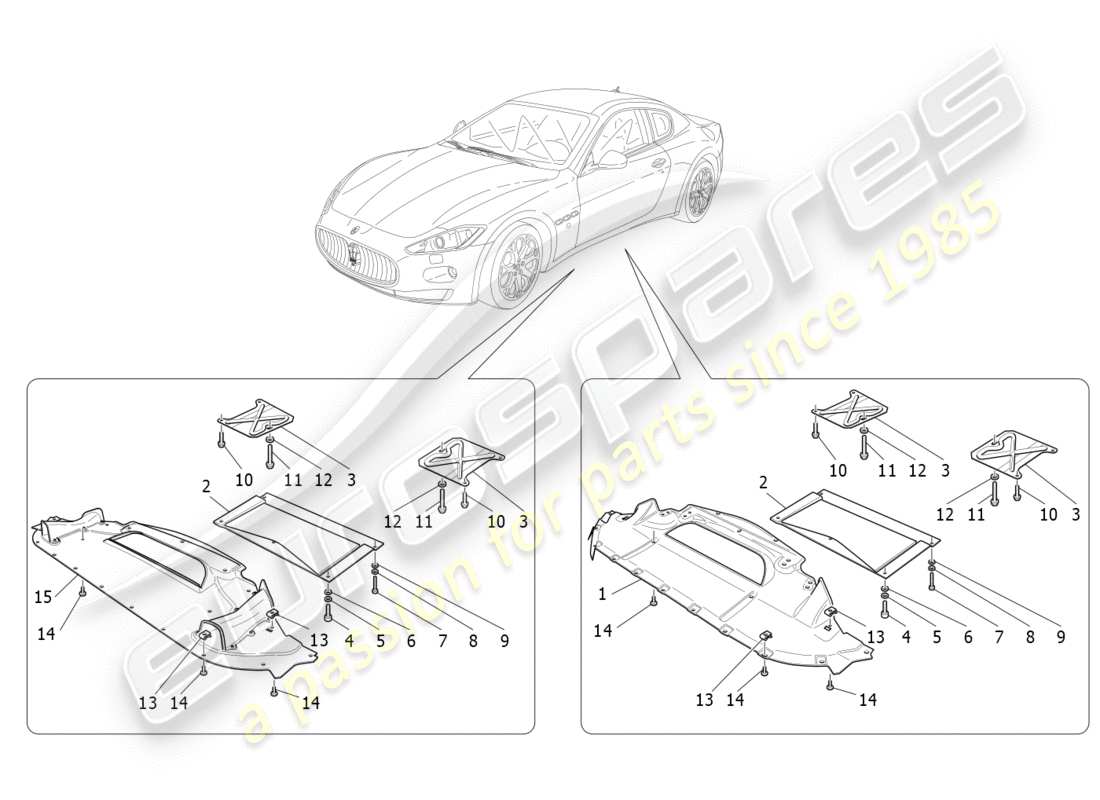 maserati granturismo s (2017) diagrama de piezas de protectores de bajos y pisos