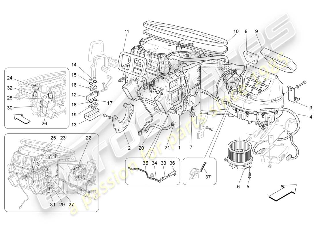 maserati granturismo s (2020) unidad de a/c: dispositivos del tablero diagrama de piezas