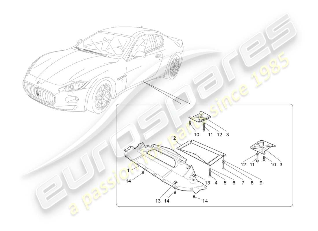 maserati granturismo (2010) diagrama de piezas de protectores de bajos y pisos