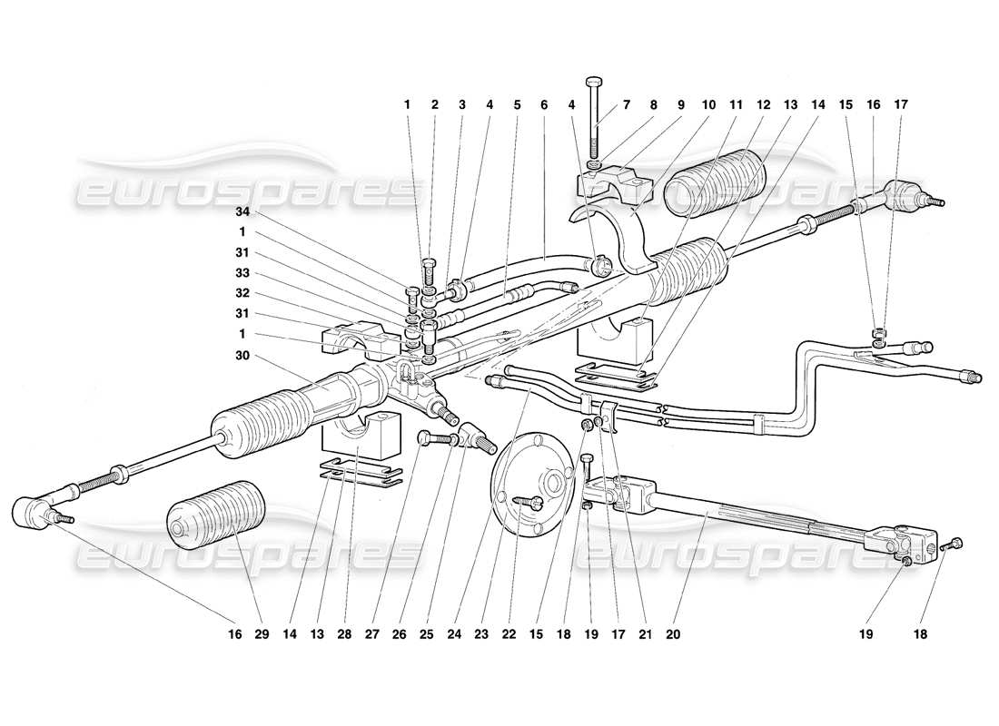 lamborghini diablo se30 (1995) diagrama de piezas de la dirección asistida (opcional)