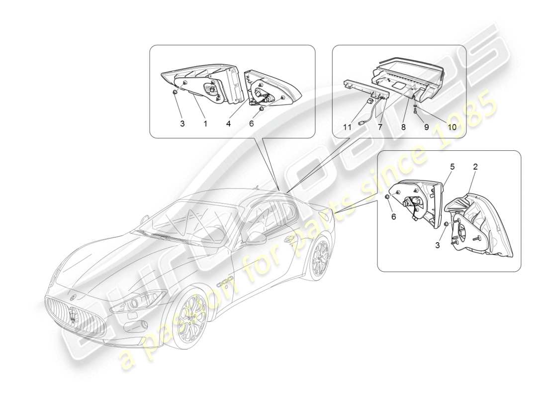 maserati granturismo (2008) grupos de luces traseras diagrama de piezas