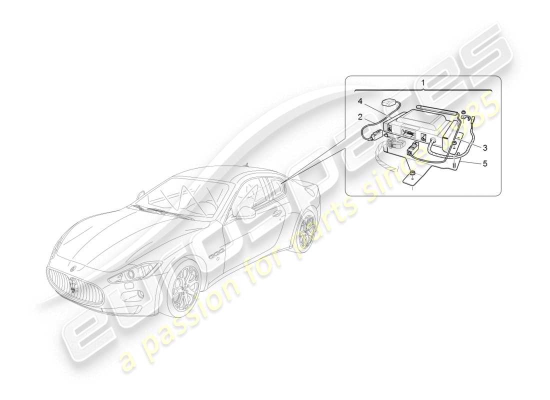 maserati granturismo (2008) diagrama de piezas del sistema de alarma e inmovilizador