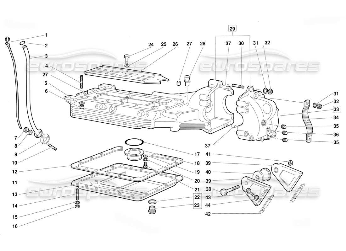 lamborghini diablo (1991) diagrama de piezas del cárter de aceite (válido para la versión 1992 de junio)