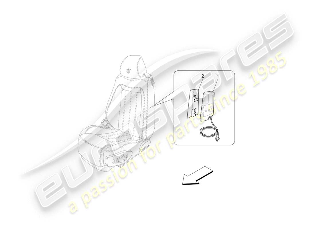 maserati granturismo (2016) sistema de bolsas laterales delanteras diagrama de piezas