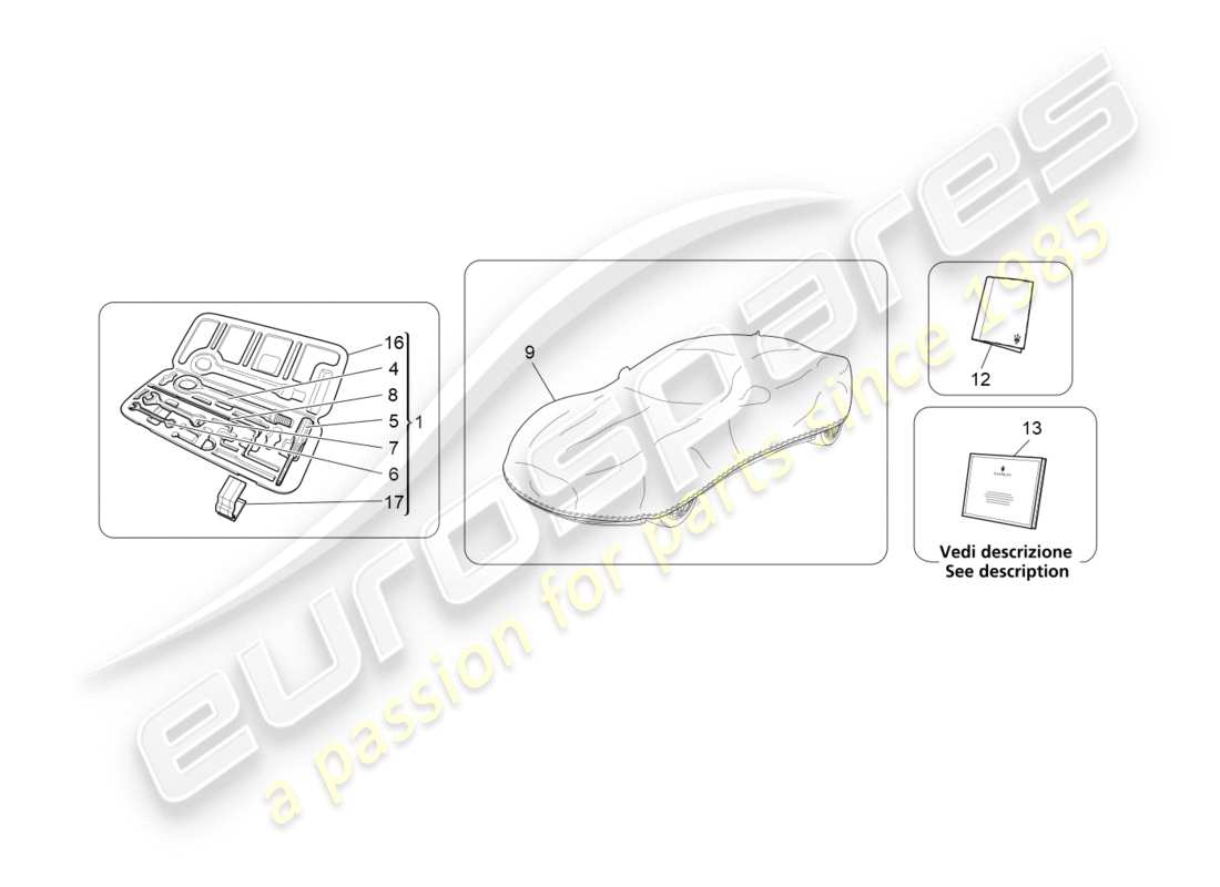 maserati granturismo s (2020) diagrama de piezas estándar proporcionado
