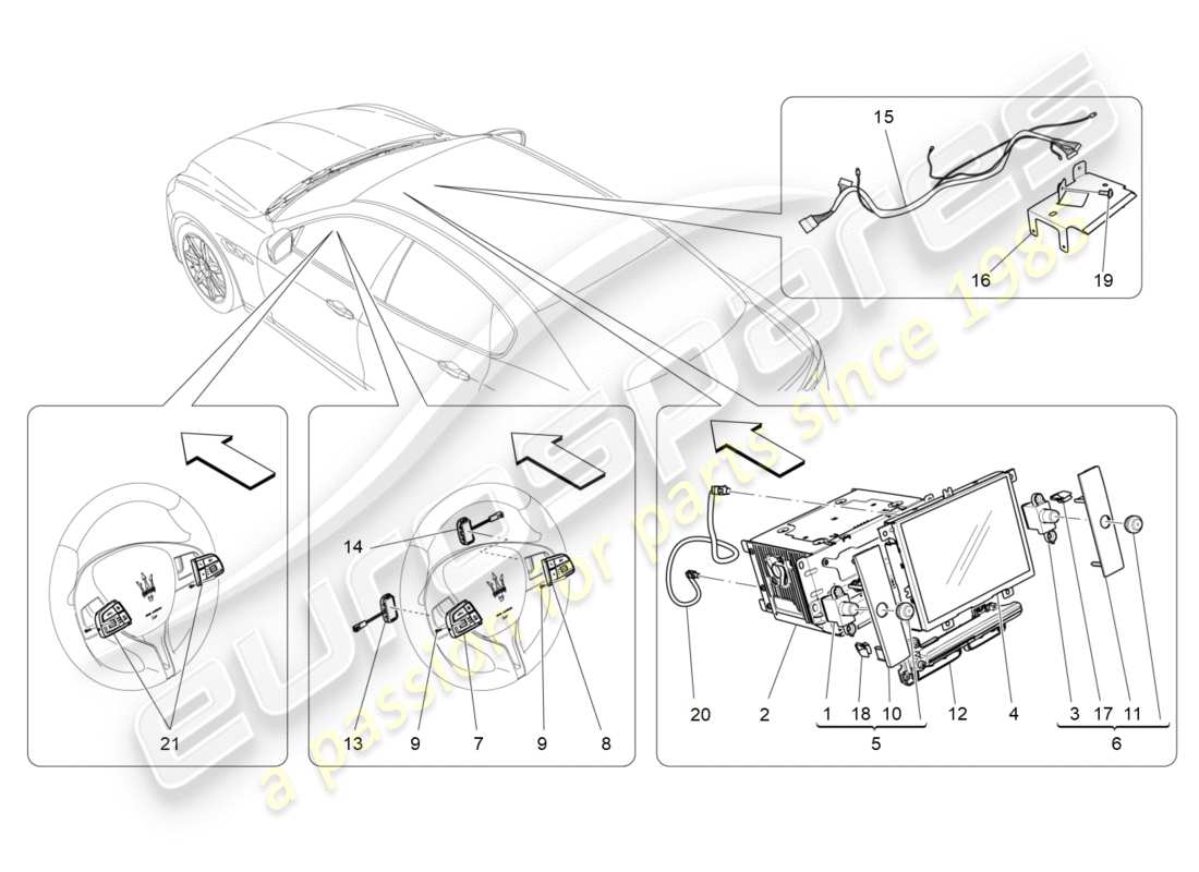 un diagrama de piezas del catálogo de piezas maserati qtp 3.0 tds v6 275hp (2015)