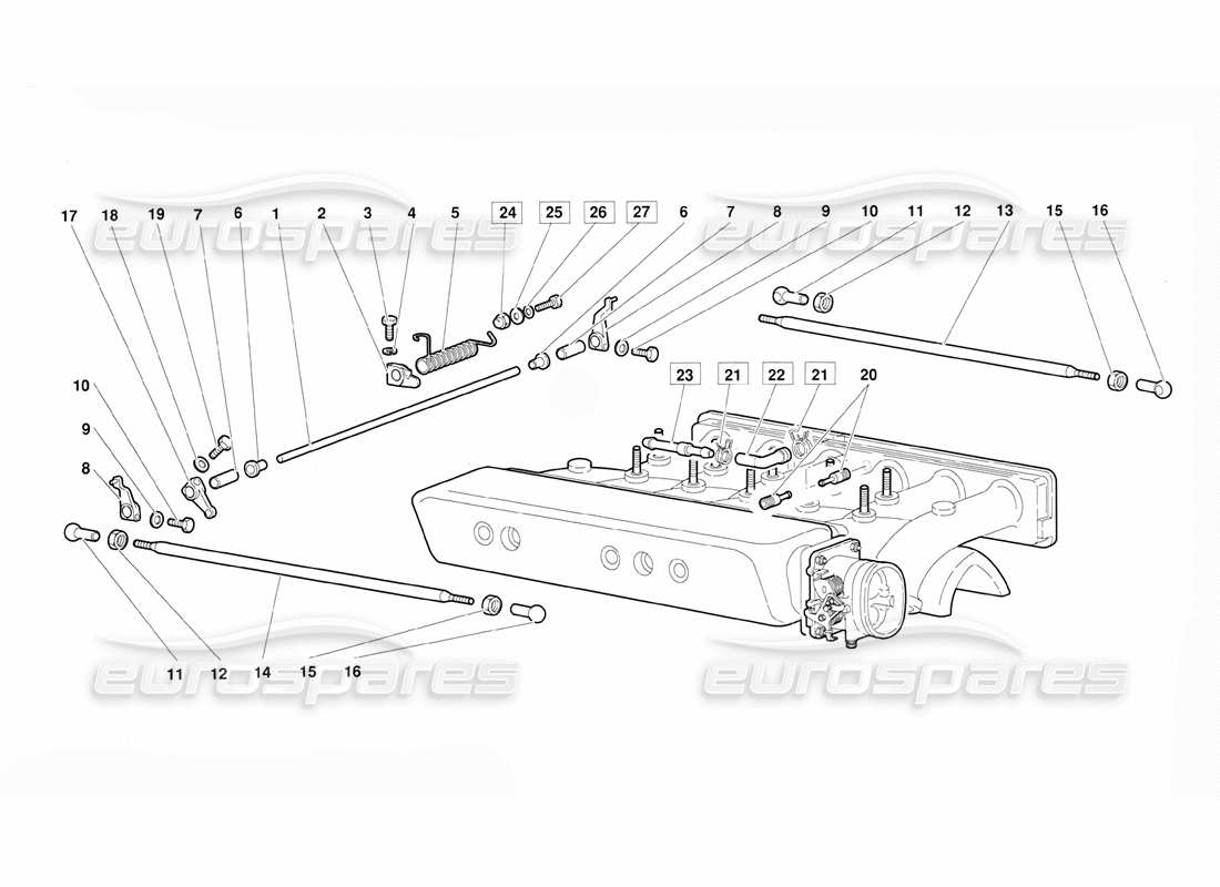 un diagrama de piezas del catálogo de piezas Lamborghini Diablo (1991)