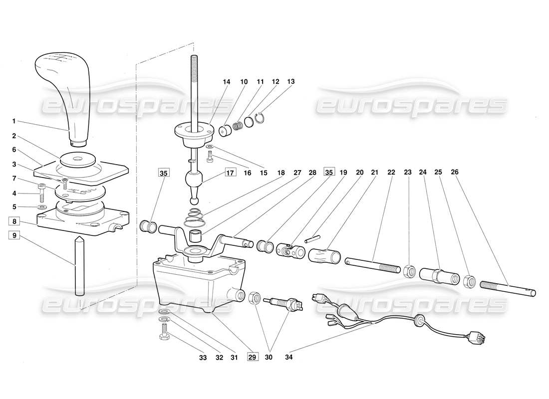 lamborghini diablo (1991) gearbox control tower (valid for june 1992 version) diagrama de piezas