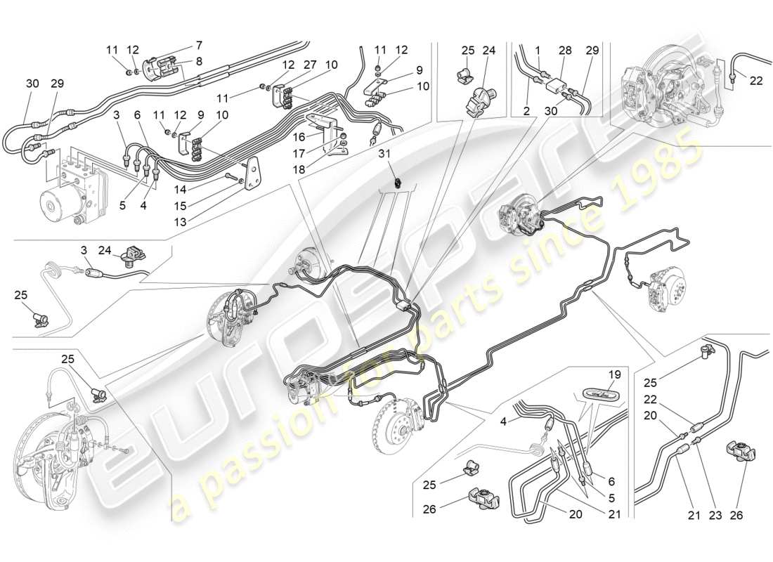 maserati qtp 3.0 tds v6 275hp (2015) diagrama de partes de líneas
