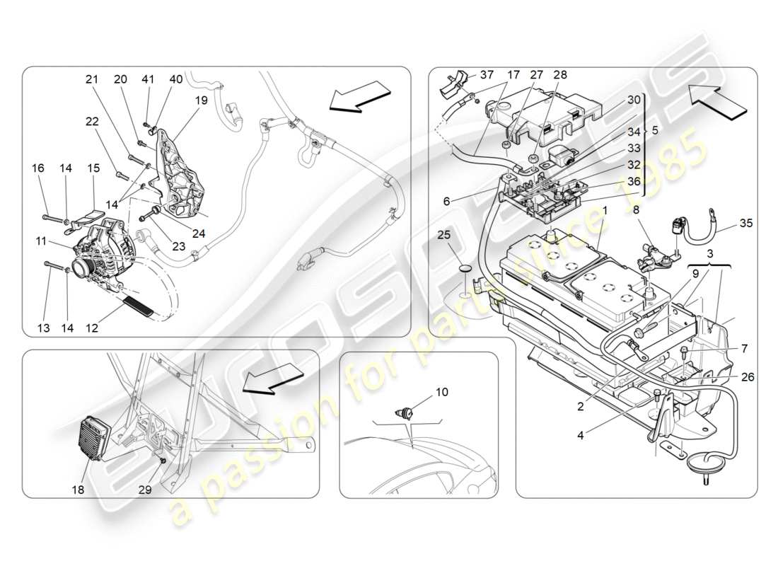 maserati qtp 3.0 bt v6 410hp (2014) diagrama de partes de generación y acumulación de energía