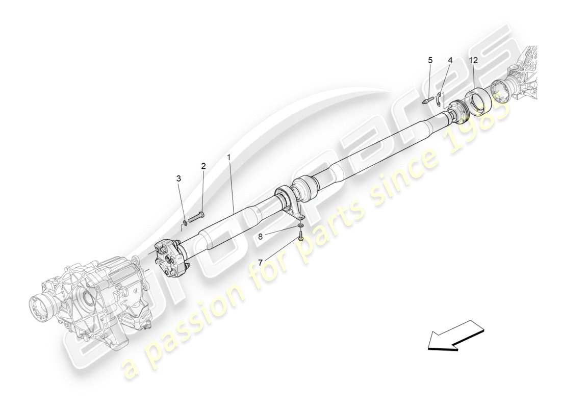 maserati qtp 3.0 bt v6 410hp (2014) diagrama de piezas del eje de transmisión