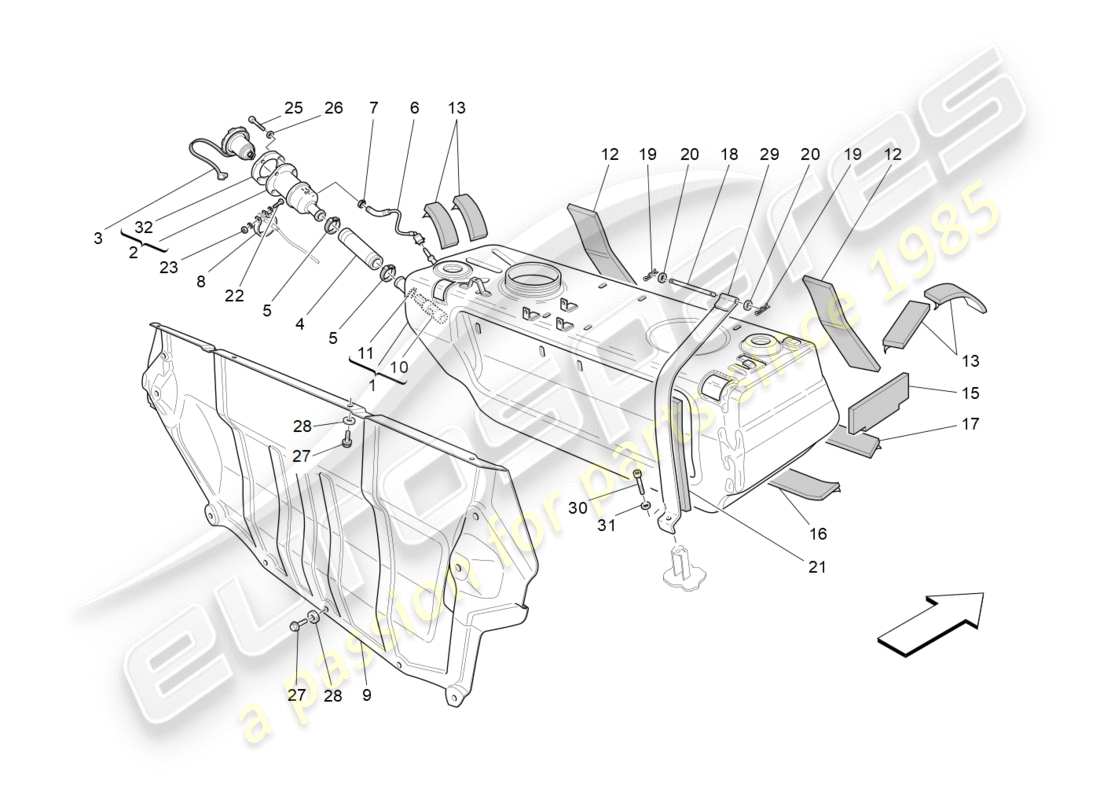 un diagrama de piezas del catálogo de piezas maserati granturismo (2014)