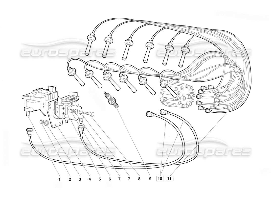 lamborghini diablo (1991) diagrama de piezas de componentes eléctricos (válido para la versión 1992 de junio)