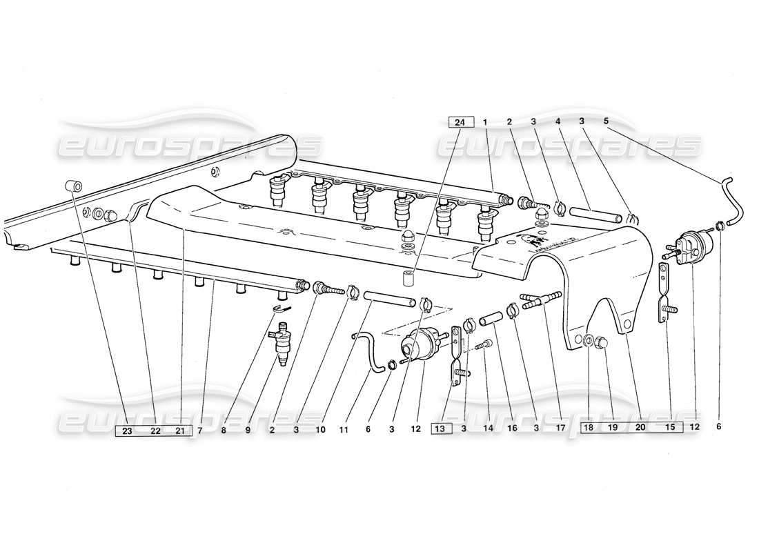 lamborghini diablo (1991) diagrama de piezas del sistema de combustible (válido para la versión 1992 de junio)