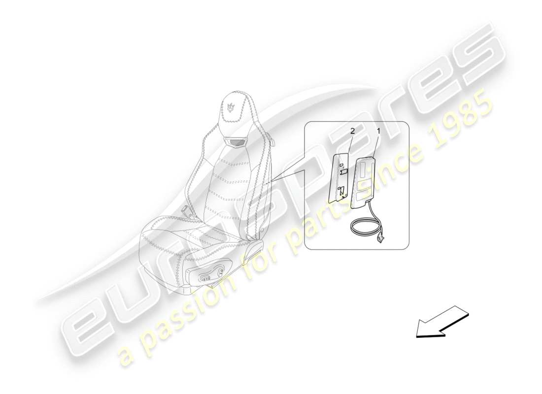 maserati granturismo s (2018) diagrama de piezas del sistema de bolsas laterales delanteras