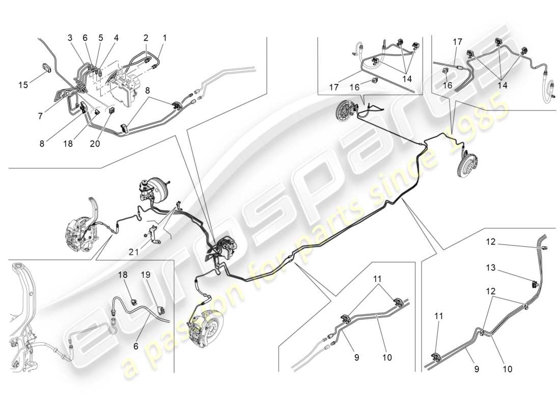 maserati qtp 3.0 bt v6 410hp (2014) diagrama de partes de líneas