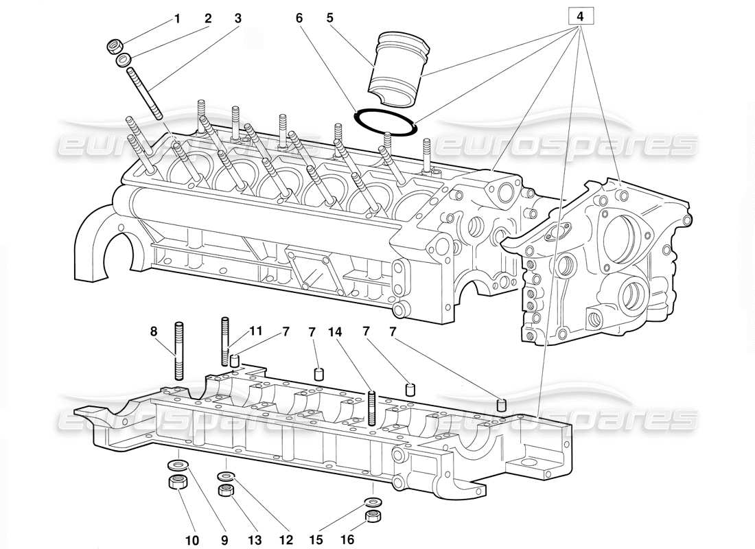 lamborghini diablo (1991) diagrama de piezas del cárter y montaje inferior (válido para la versión 1992 de junio)