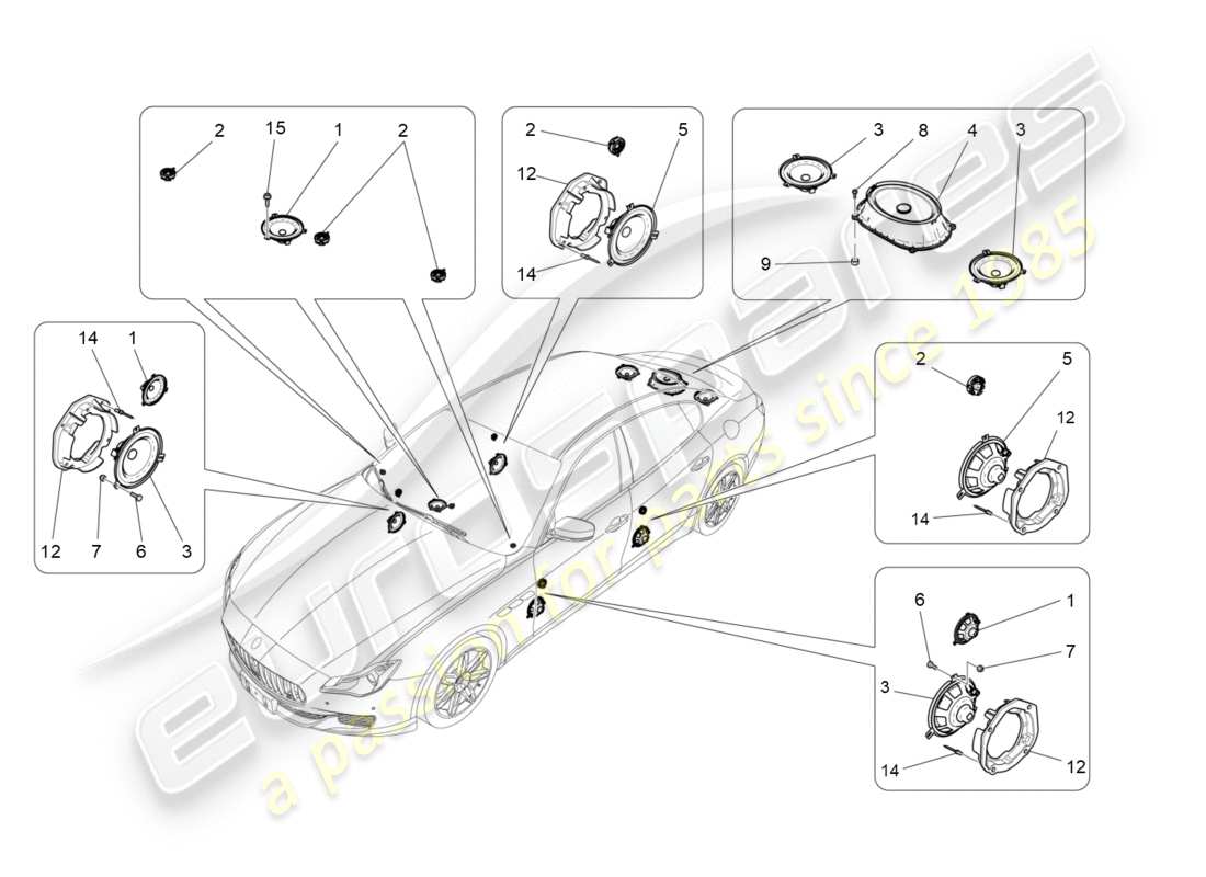 maserati qtp 3.0 tds v6 275hp (2015) sistema de difusión de sonido diagrama de piezas