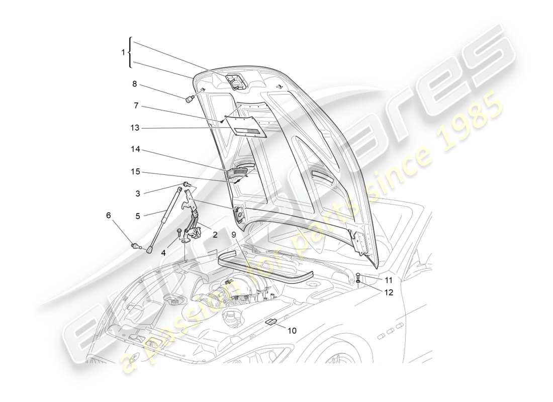 maserati granturismo s (2018) diagrama de piezas de la tapa frontal