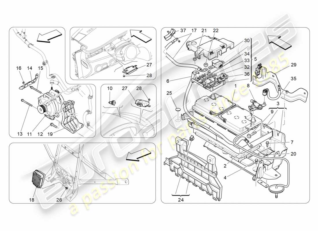 maserati qtp 3.0 tds v6 275hp (2015) diagrama de partes de generación y acumulación de energía