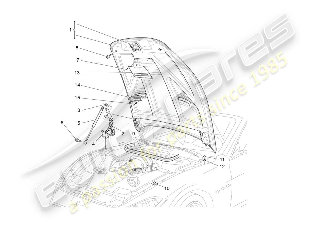 maserati granturismo s (2017) diagrama de piezas de la tapa frontal