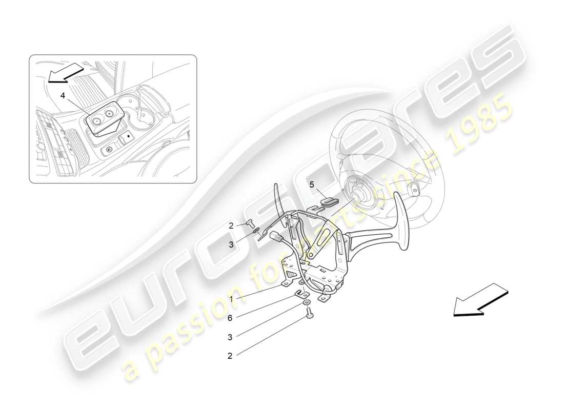 maserati granturismo (2010) controles del conductor para el diagrama de piezas de la caja de cambios f1