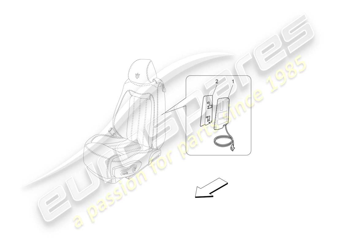 maserati granturismo (2015) diagrama de piezas del sistema de bolsas laterales delanteras