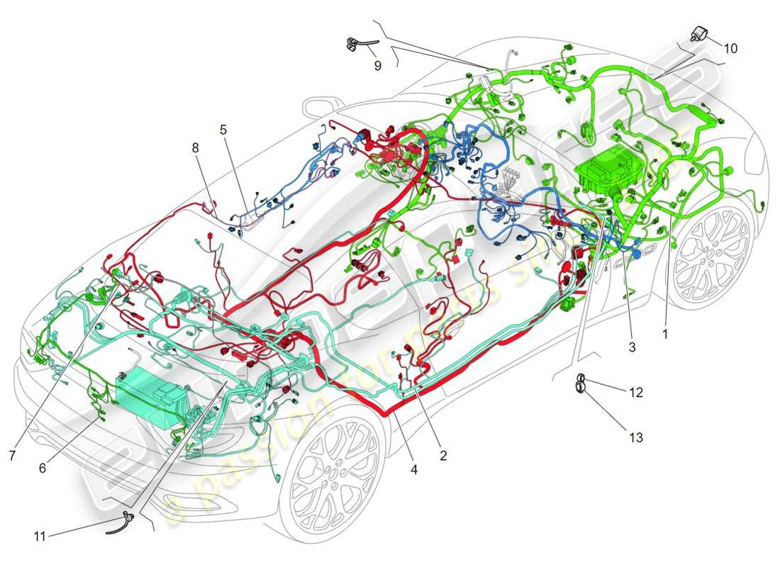 maserati granturismo (2009) cableado principal diagrama de piezas