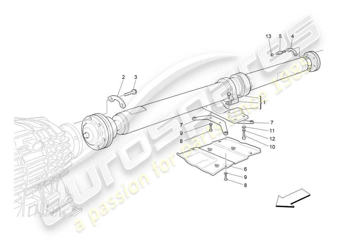 maserati granturismo s (2017) diagrama de piezas del eje de transmisión